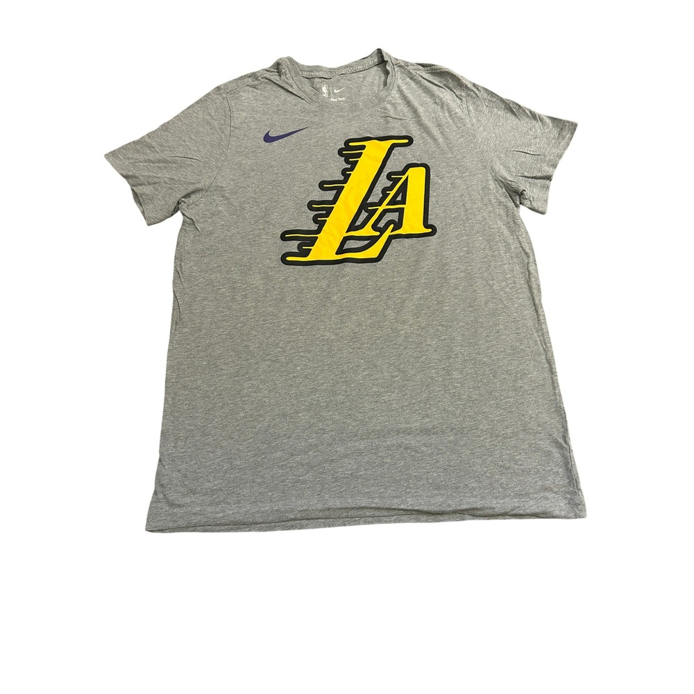 Nike T-Shirt Mens XL Grey Excellent LA Lakers NBA Graphic Short Sleeve Tee‎